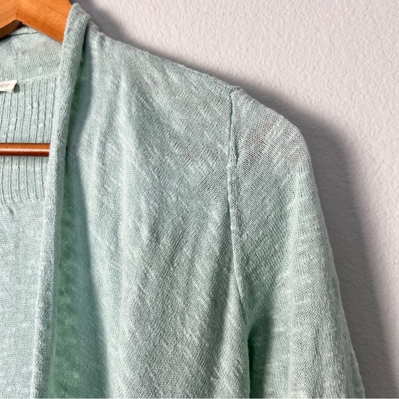 Eileen Fisher Arora Mint Green Linen Blend Open Front Waterfall Cardigan Size XS - Picture 2 of 7